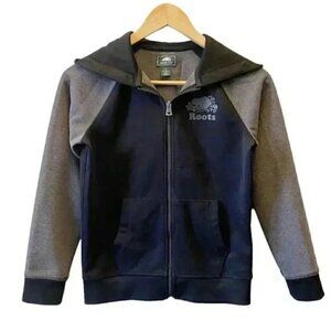 Roots Hoodie Sweatshirt Original Zip Up Black & Grey  Girls Large